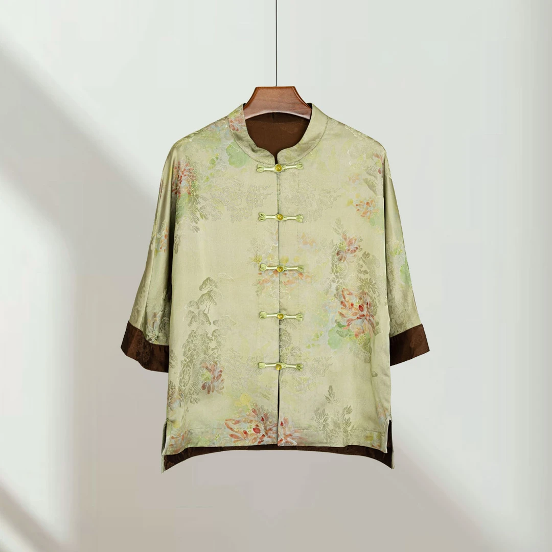 [锦枝]2025春季新款国风中式气质开衫外套3025