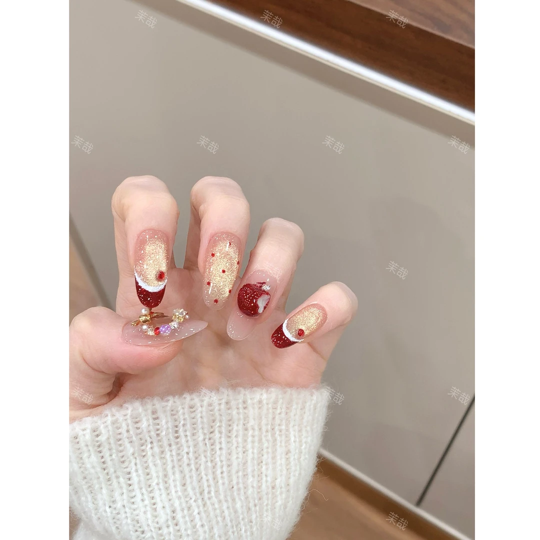 茉哉I【圣诞果】纯手工定制美甲拆卸穿戴甲A5215