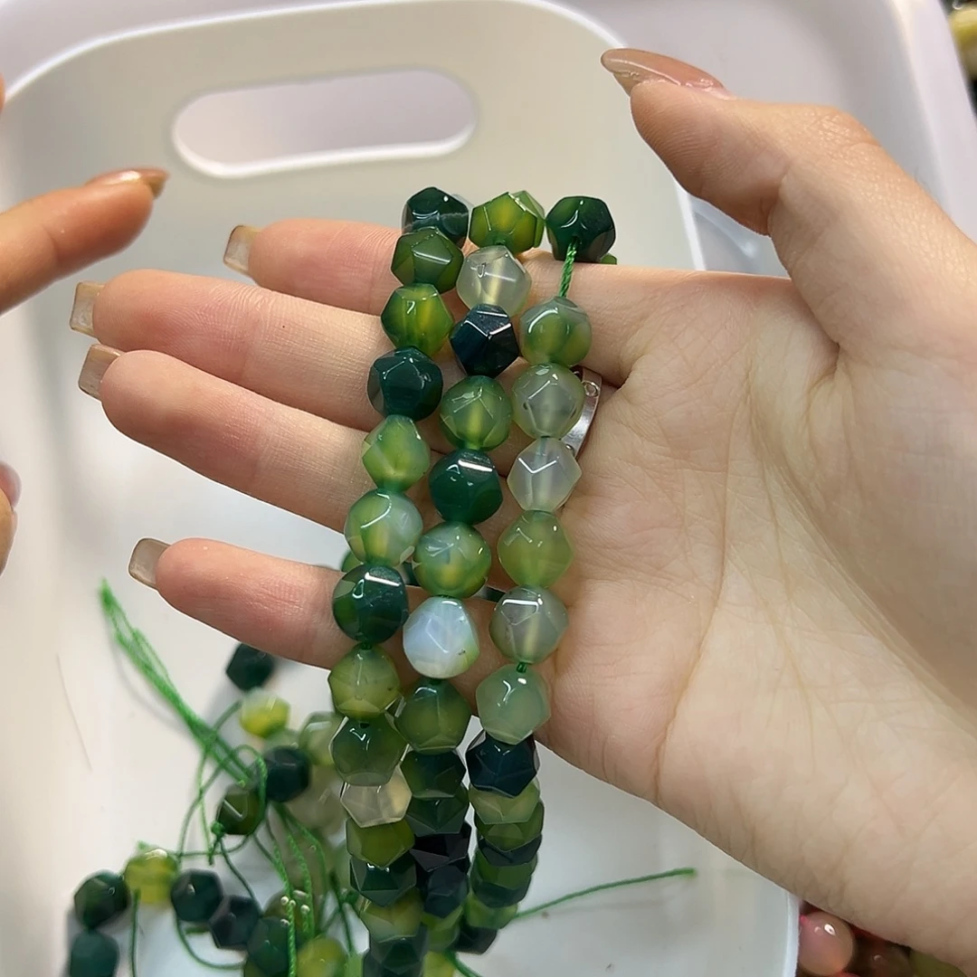 玛瑙/玉髓合金珠宝半成品绿玛瑙卡10一条