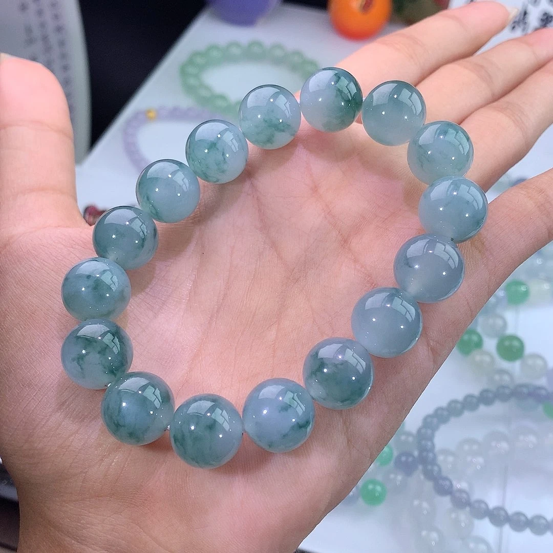 未镶嵌手链翡翠飘蓝花手串卡13