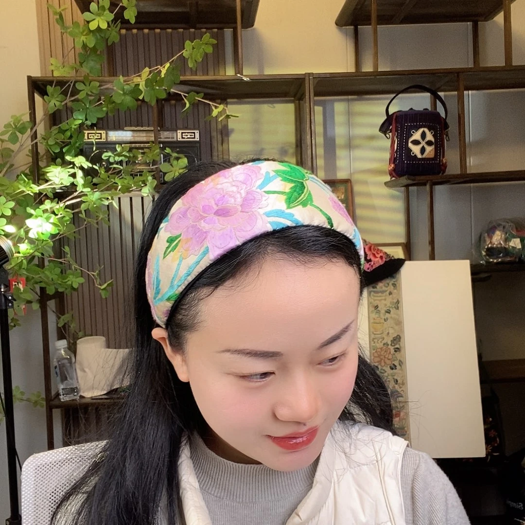 刺绣老绣手工发箍好好看