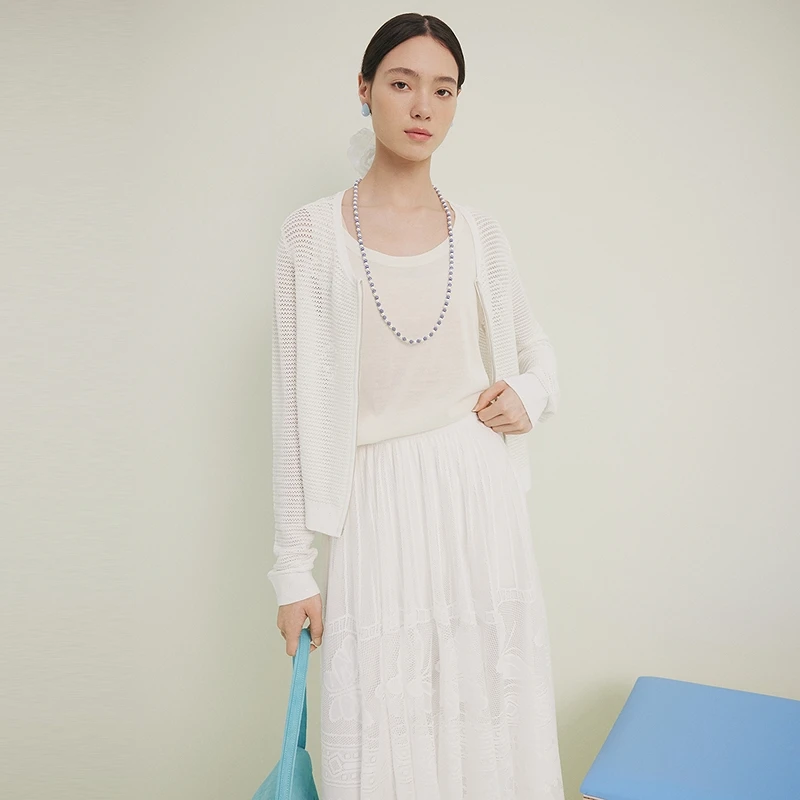 【晨晨专属】firststation时尚宽松手工钉珠短款针织开衫女9126A
