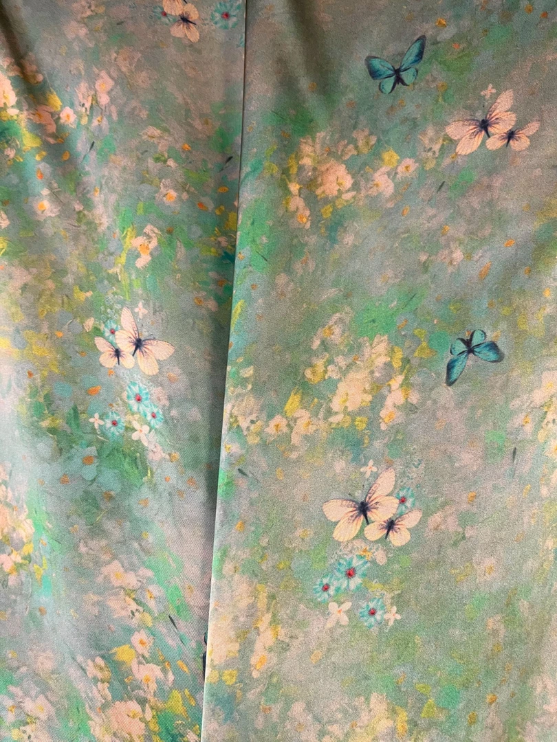 【青芜】红云纱重磅大王缎面料砂洗新中式风格布料