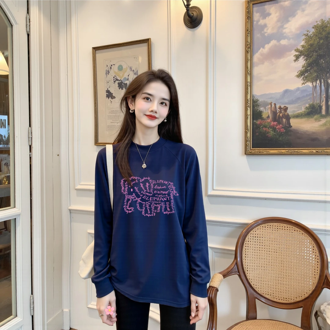 【大版小象】澳绒保暖双面绒打底单穿卫衣宽松长袖时尚加绒