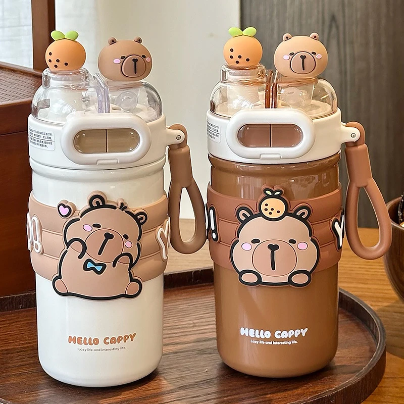 双饮儿童保温杯女可爱高颜值316不锈钢吸管杯子2025新款少女心