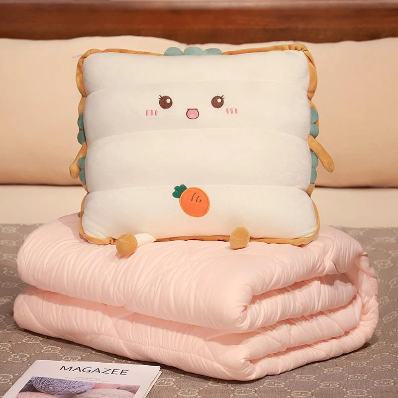 吐司抱枕被子两用毯子二合一毛毯办公室女生睡觉午睡枕头车用靠枕