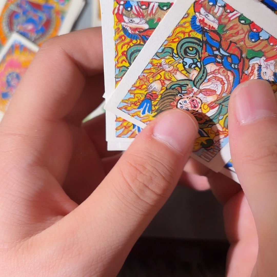 吊坠纯手绘白六臂唐卡