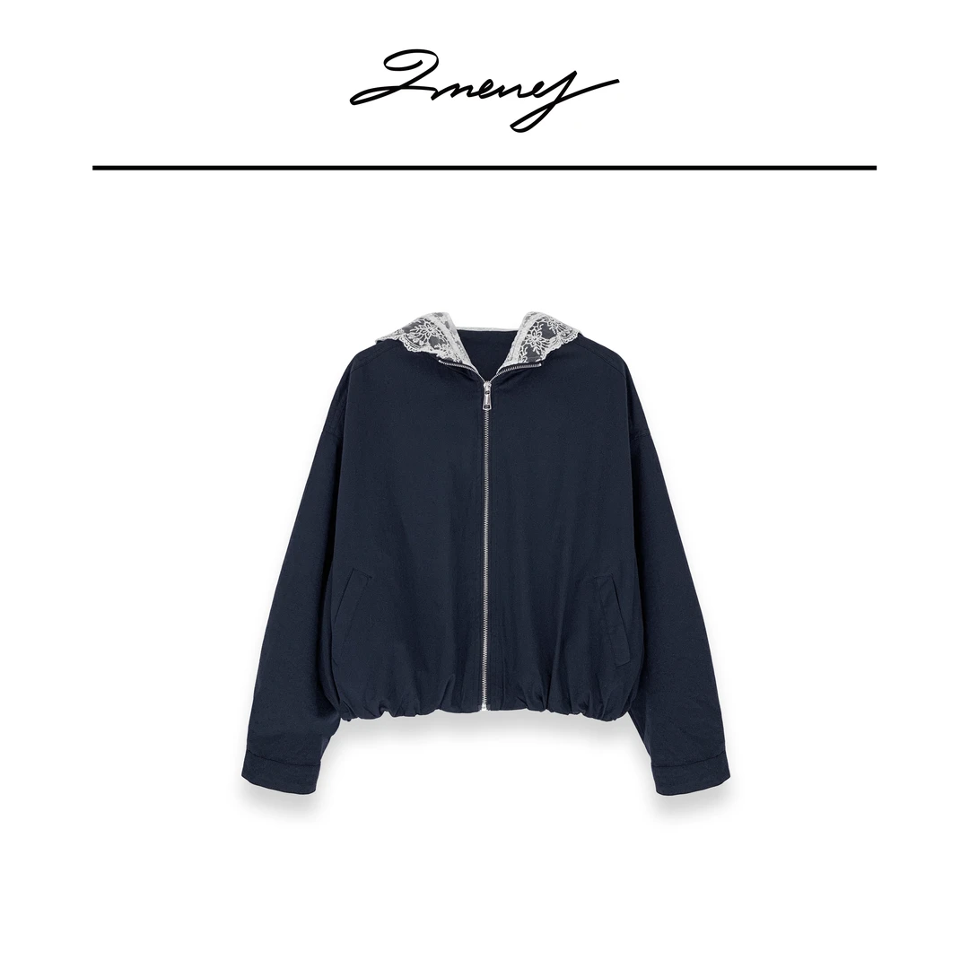 LMENY吸氧计划~设计感连帽蕾丝拼接减龄外套25AW020