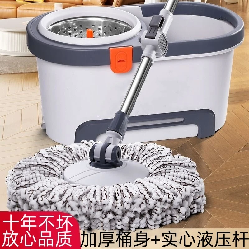 高品质免手洗双驱动旋转拖把拖把杆甩干吸水加大墩布桶拖地桶加厚