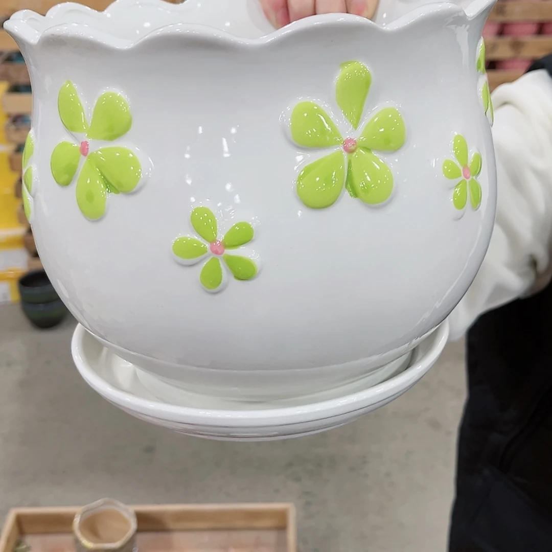 【闪购商品】陶瓷福利品带冰裂效果陶瓷花盆