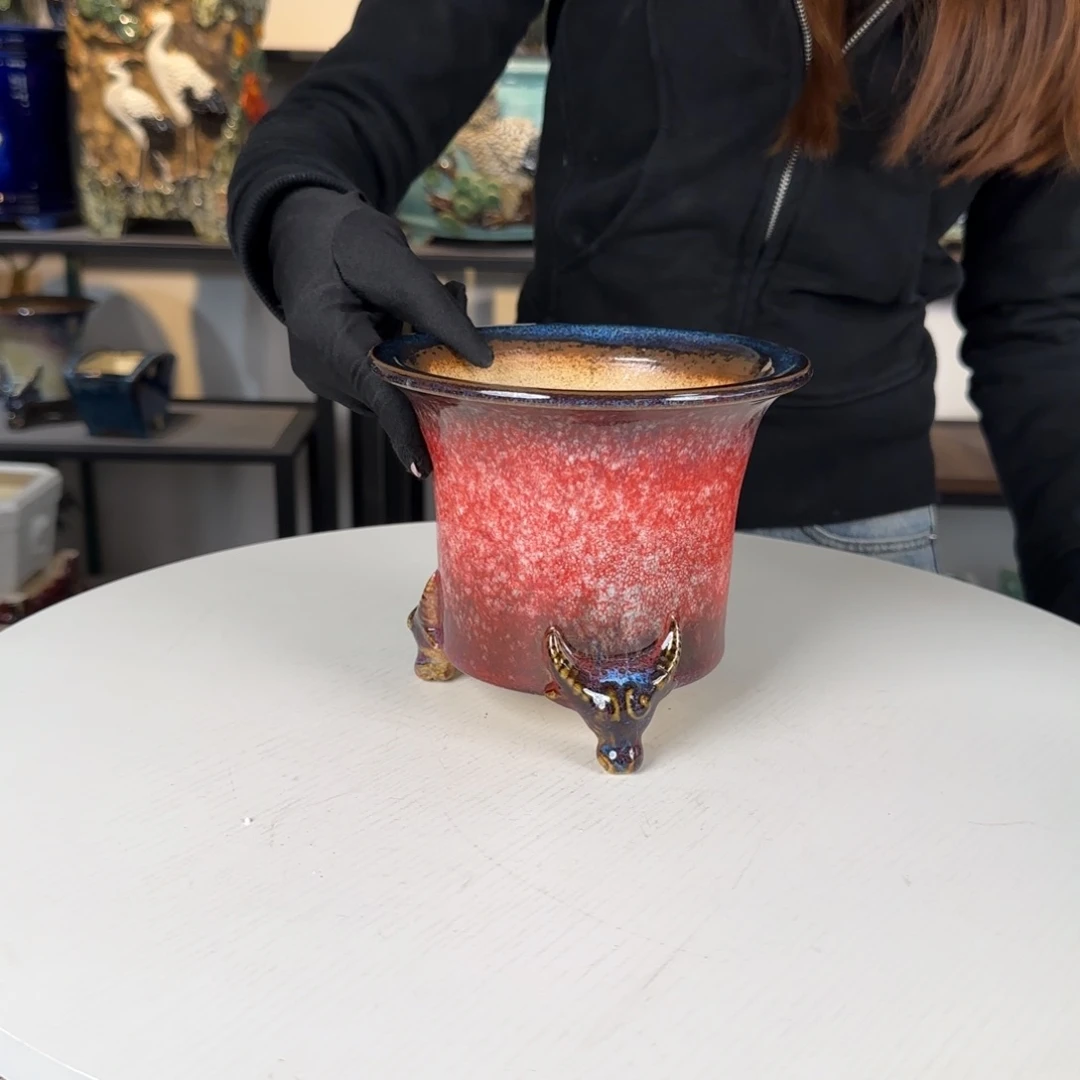 红陶一风堂石湾花盆。