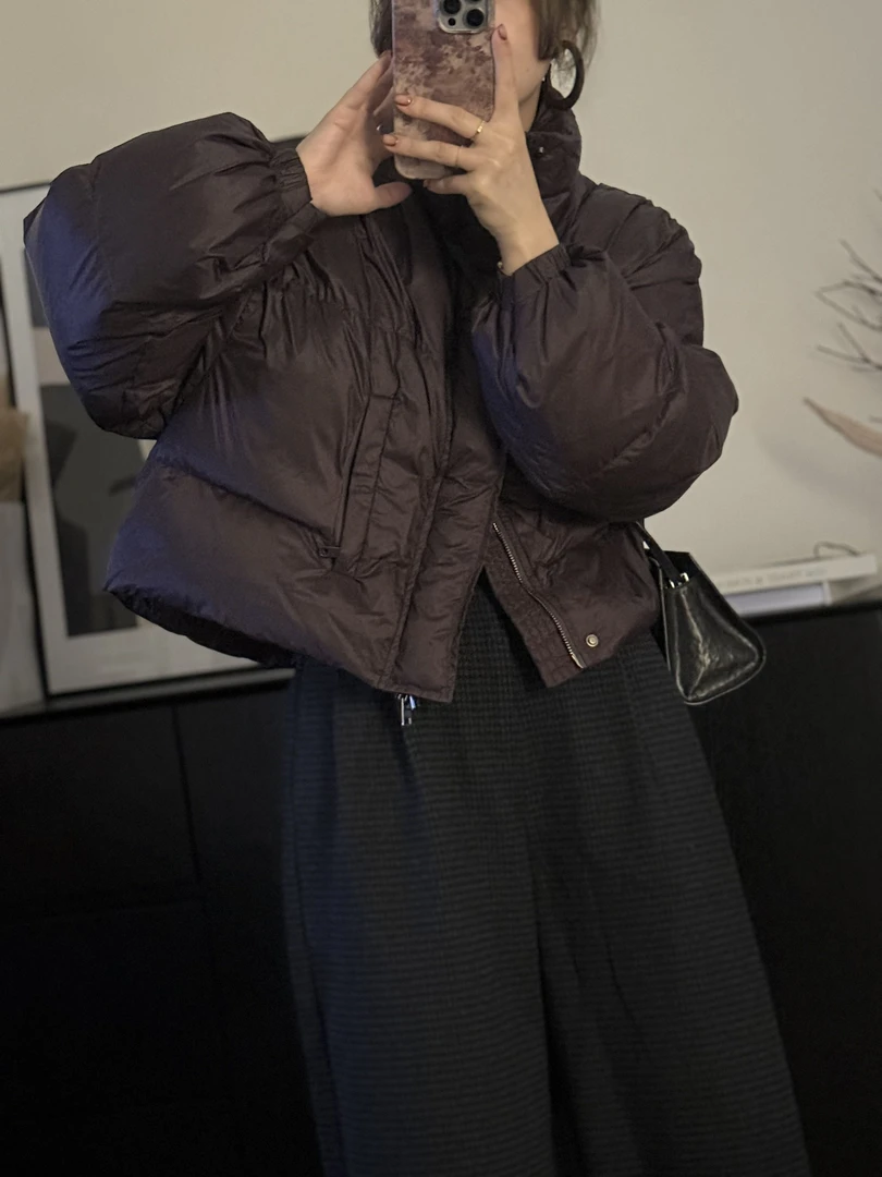 【珍珍何A】1039自制款韩系极简立领短款羽绒外套