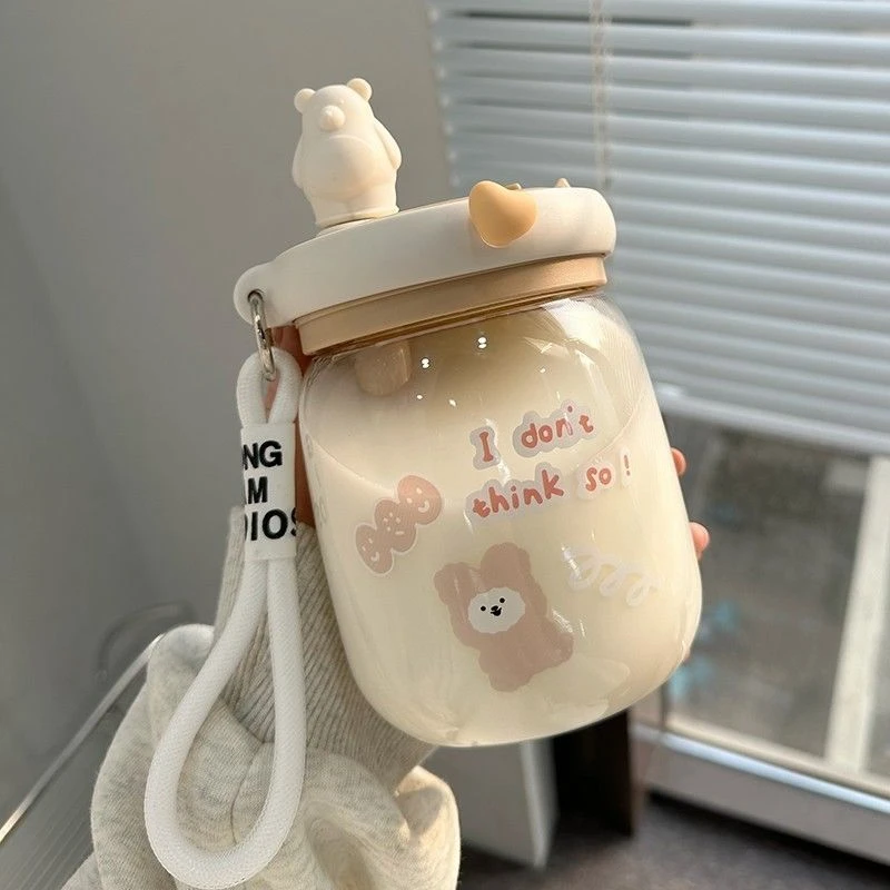 水杯ins高颜值女生可爱吸管搅拌办公室双饮塑料杯儿童新款杯子