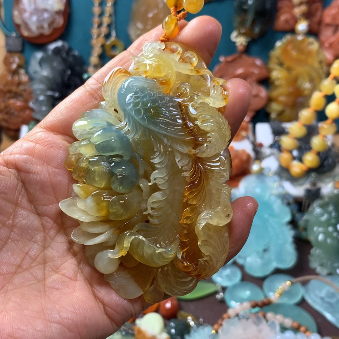 海***浪蛇纹石玉未镶嵌挂坠