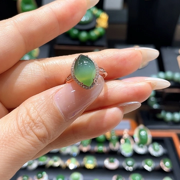 和田玉（碧玉）银S925镶嵌戒指
