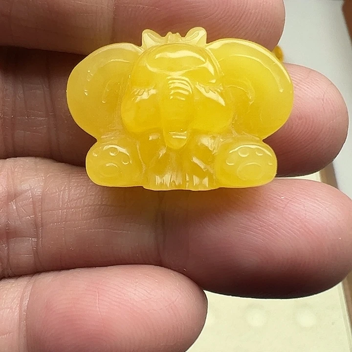 琥珀未镶嵌珠宝奇石小象打孔不退换