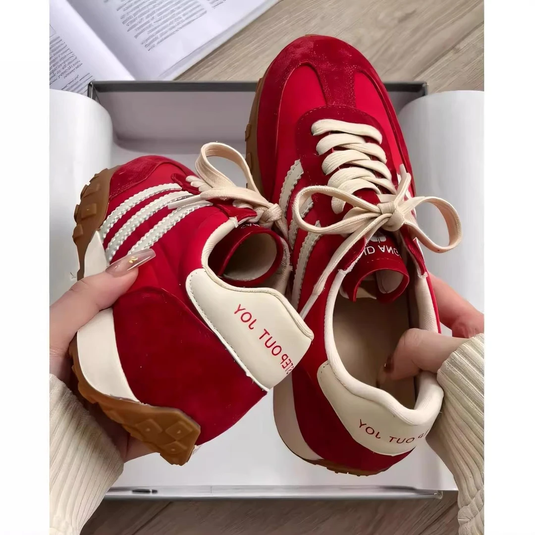 香港&PVKB【同款】官方正版2025新款德国复古德训鞋红色三杠运动