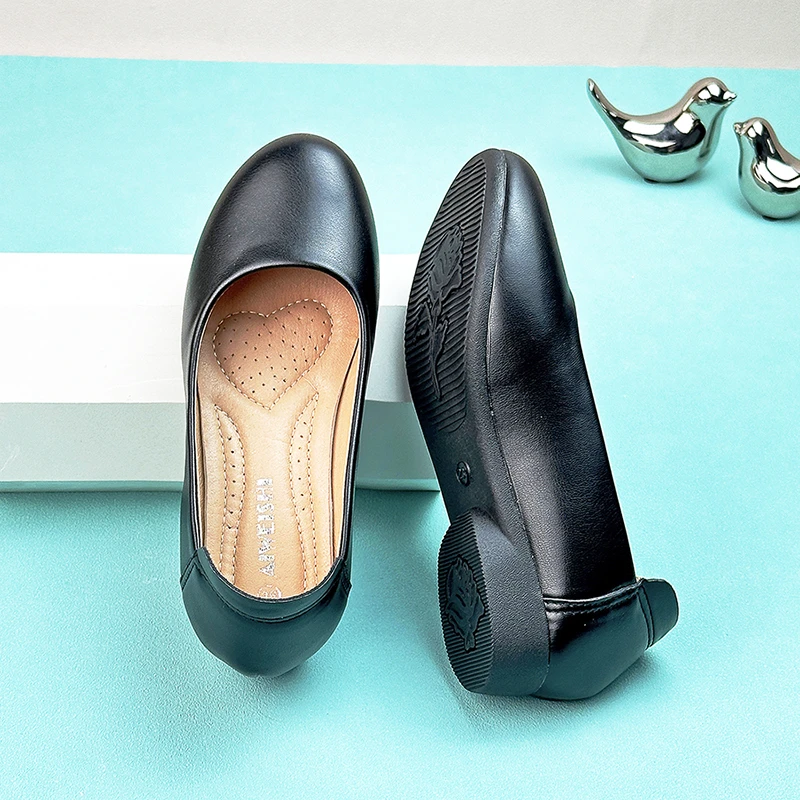 餐饮女式久站不累工作鞋女黑色舒适上班职业单鞋正工装皮鞋夏透气