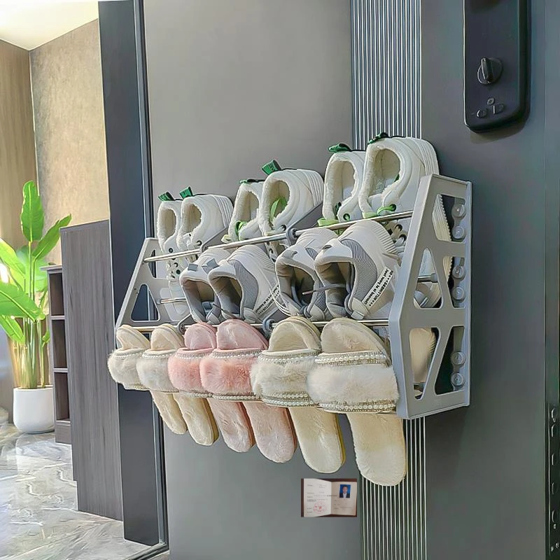 门上收纳磁吸鞋架家用小户型壁挂式门后超大容量免钉简易门口鞋架