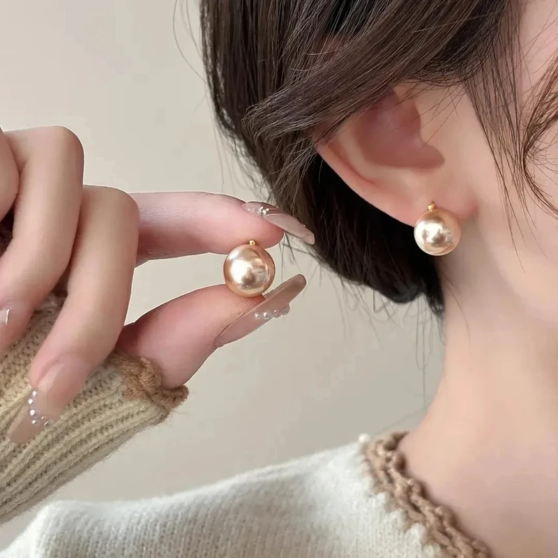 合金仿珍珠耳饰 【专柜轻奢】香槟金珍珠耳环轻奢气质高级感时尚