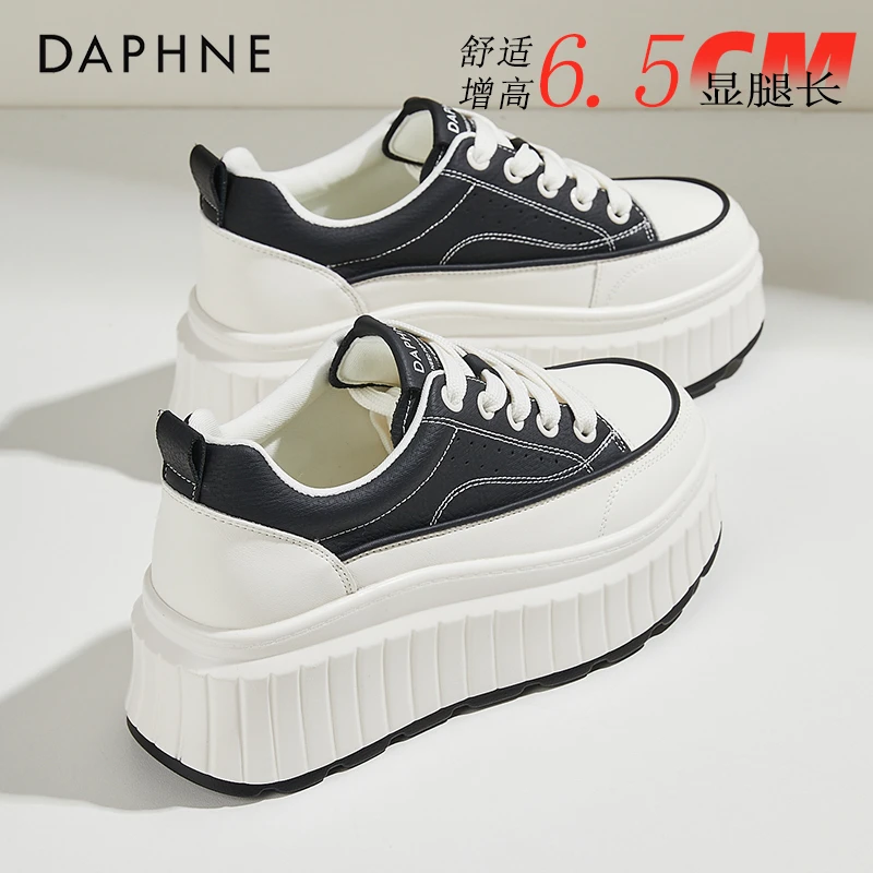 达芙妮小香风高级感小白鞋百搭女鞋2025秋季新款爆款厚底增高板鞋