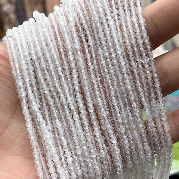 未镶嵌玛瑙/玉髓珠宝半成品一条2.5mm左右白水晶刻面