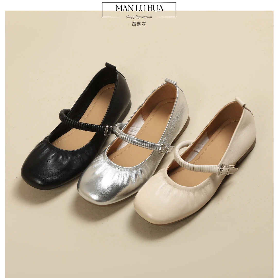 新款真皮女鞋圆头浅口低跟舒适通勤黑色上班羊皮单鞋女玛丽珍0311