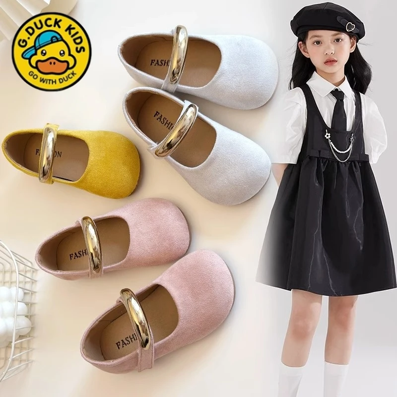 小黄鸭韩版小皮鞋2025春季新款甜美风玛丽珍单鞋纯色简约公主鞋子