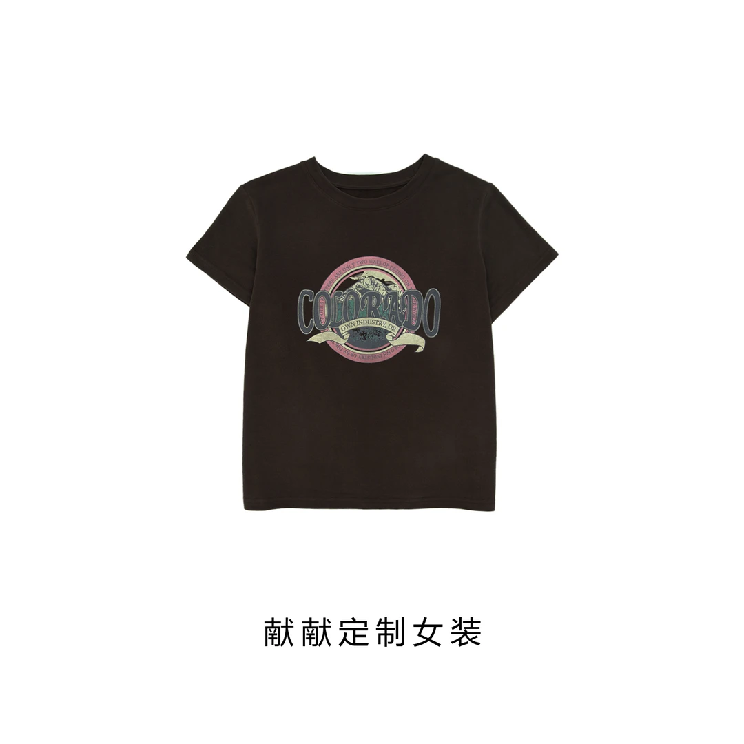 女装休闲夏季夏季宽松印花圆领卡通潮流百搭美式24-037