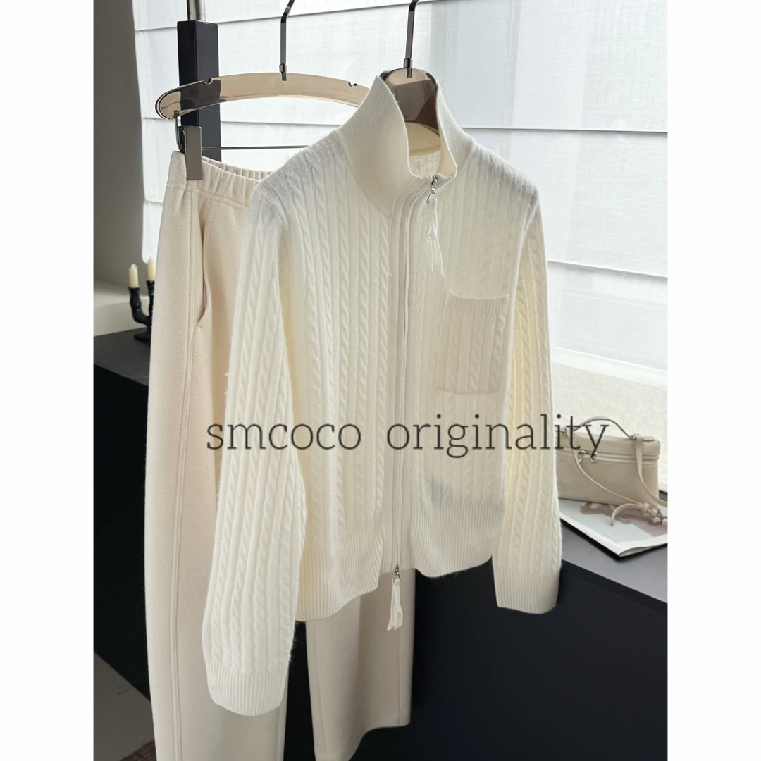 【山羊绒+高支绵羊毛】绞花双拉链羊毛羊绒休闲时尚针织衫ZG1238