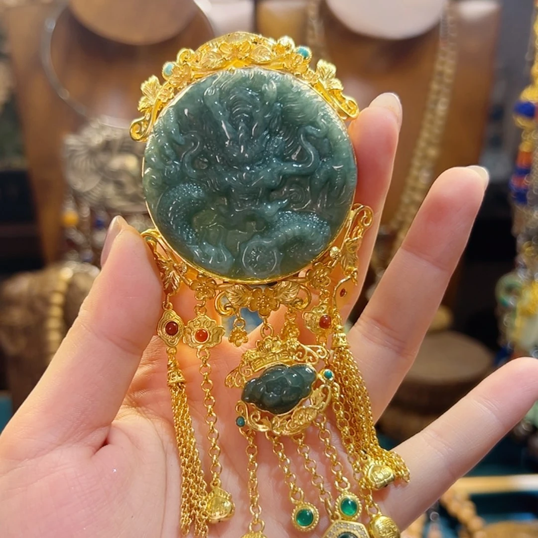 翡翠银S925镶嵌吊坠吊坠