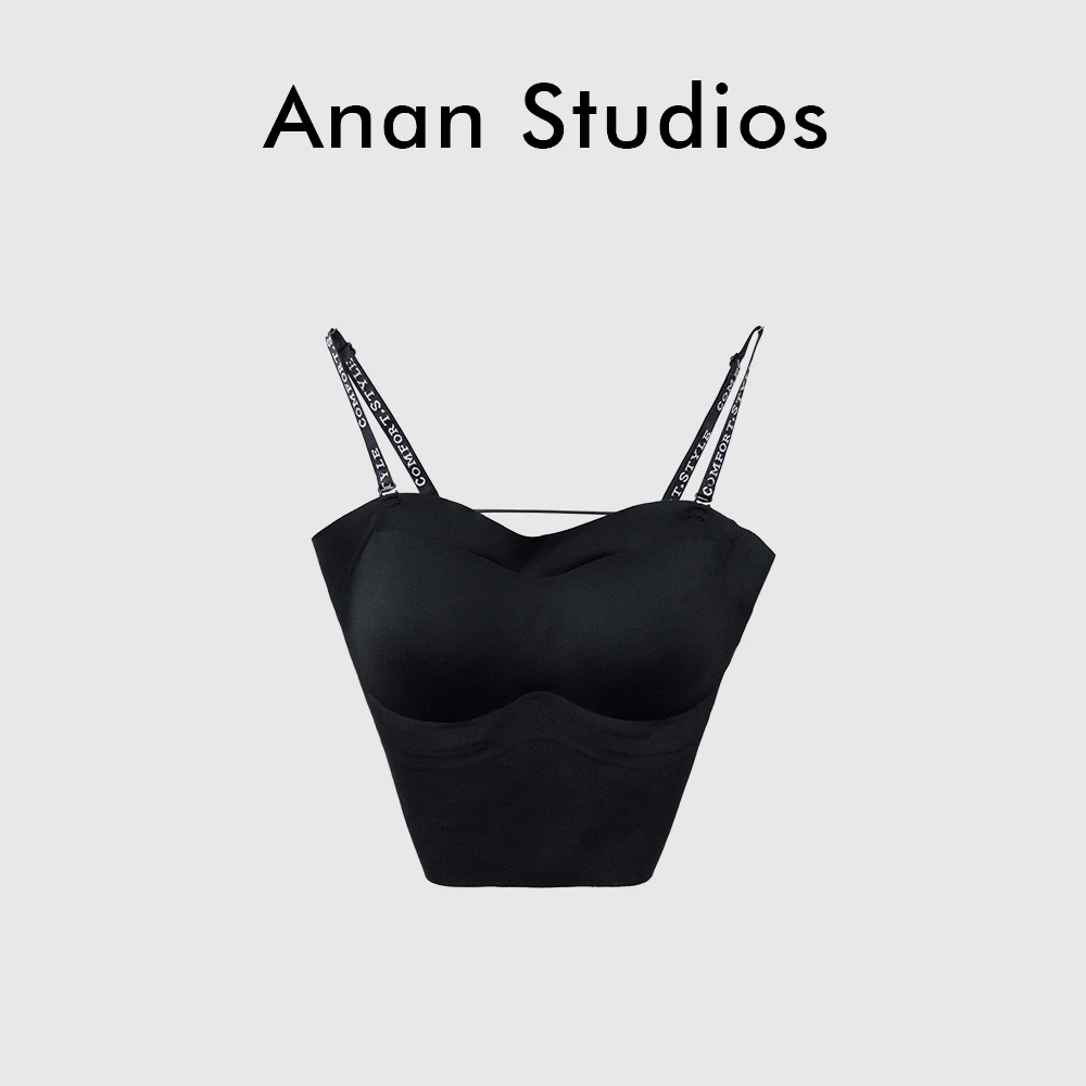 【小果冻】后交叉刺绣字母吊带内搭小上衣 肩带可调 胸垫不可拆