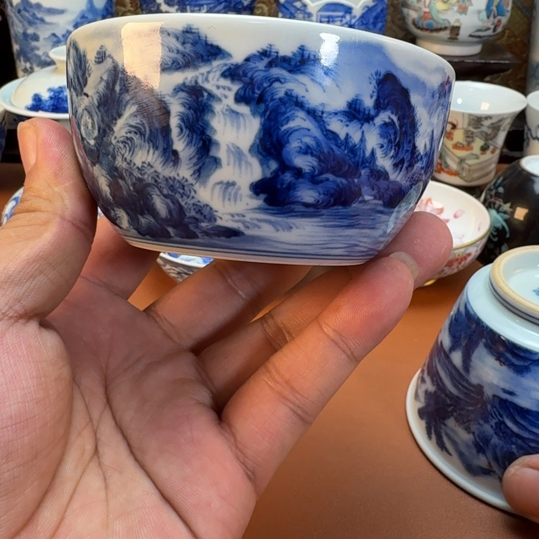 >***逵杯子陶景德镇全手工手绘陶瓷