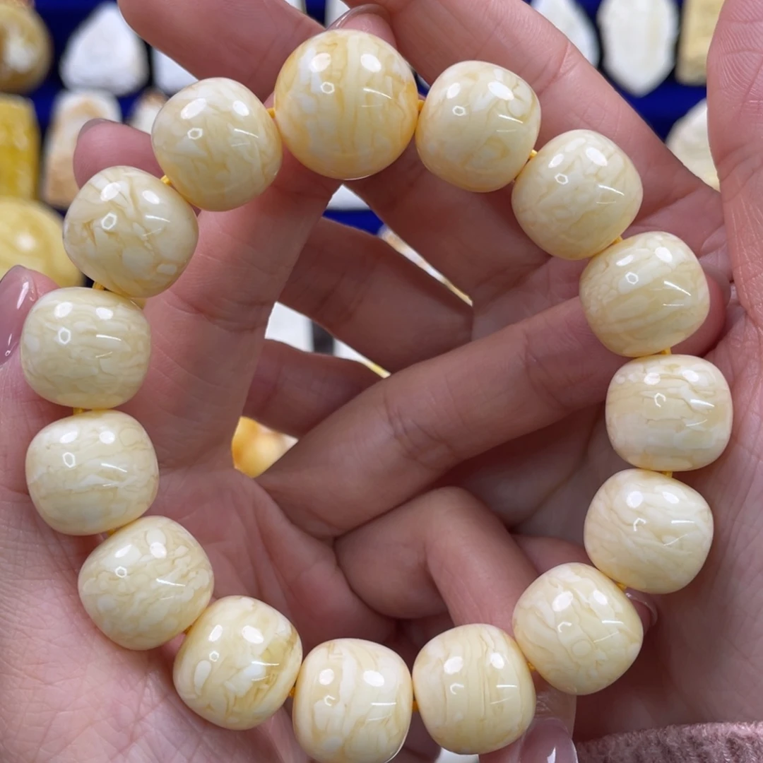 蜜蜡裸石未镶嵌琥珀蜜蜡手串卡15mm