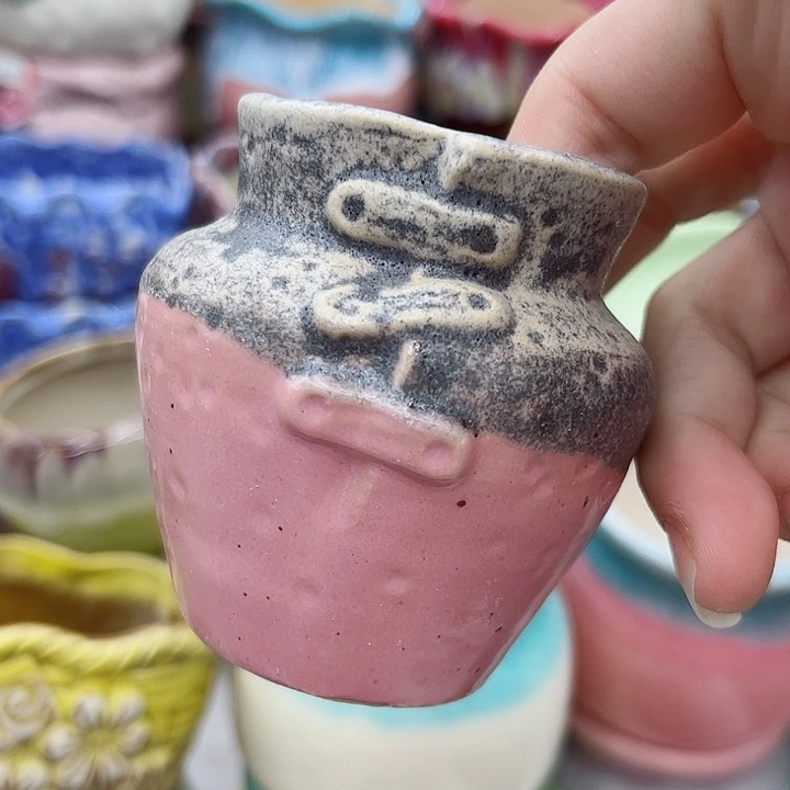 多肉绿植陶瓷花盆9.9包邮，有孔