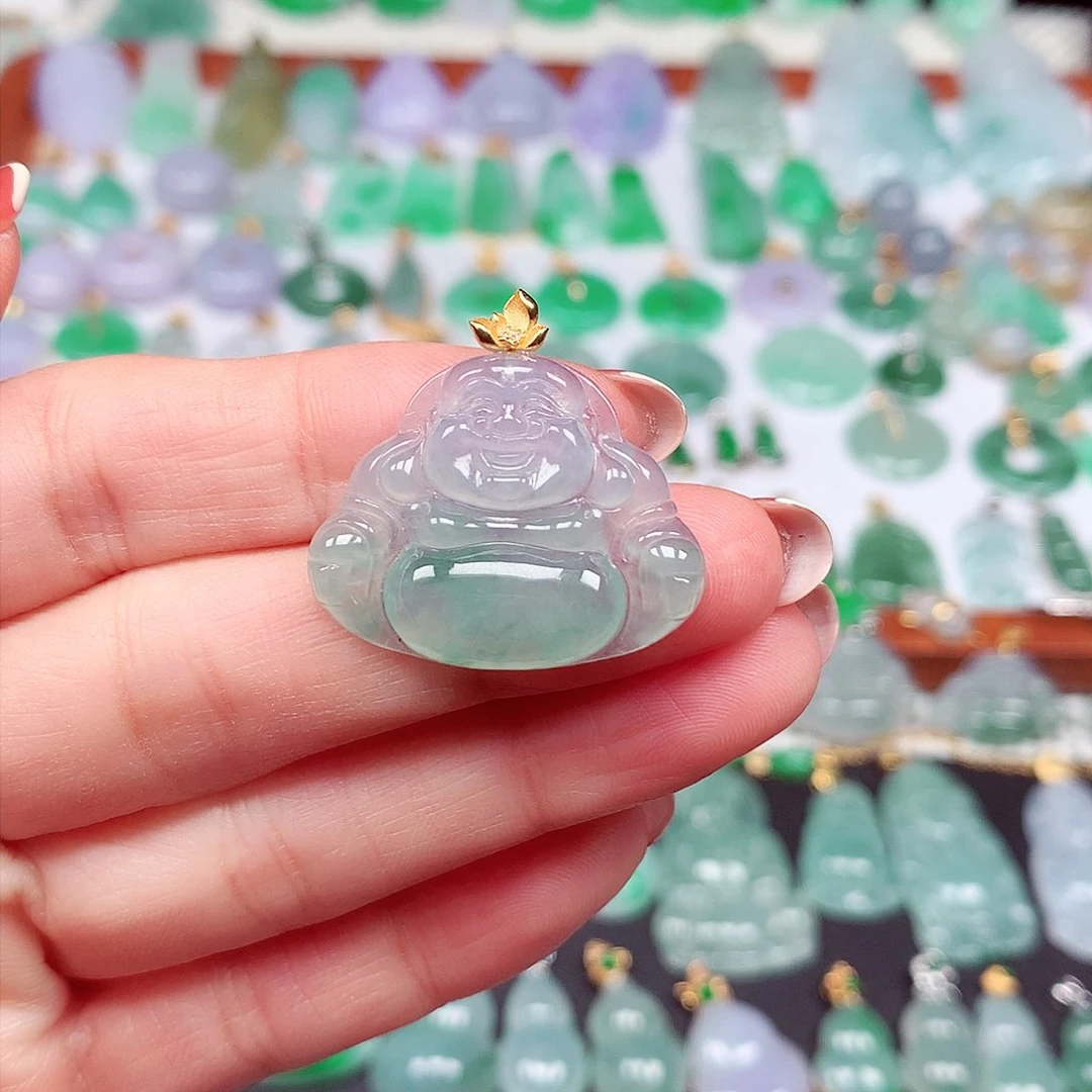 翡翠颈饰18K金镶嵌天然翡翠A货