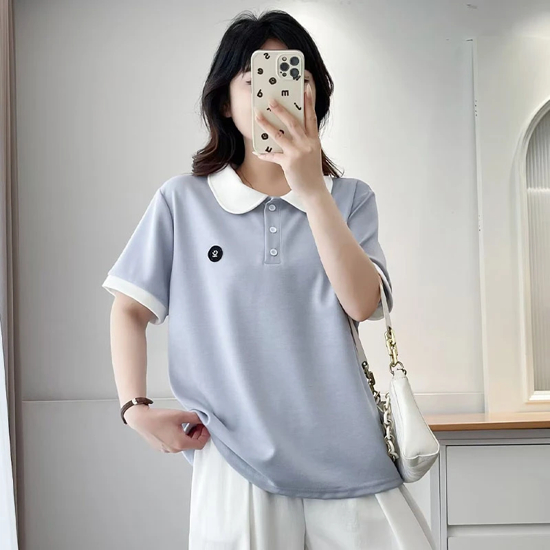 大码女装夏季新款时尚短袖T恤女宽松显瘦百搭胖mm半袖遮肉上衣服