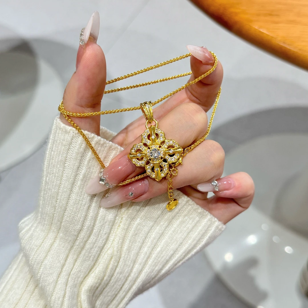 柯柒 铜合金项链 新中式十字金刚杵项链轻奢气质小众设计感锁骨链