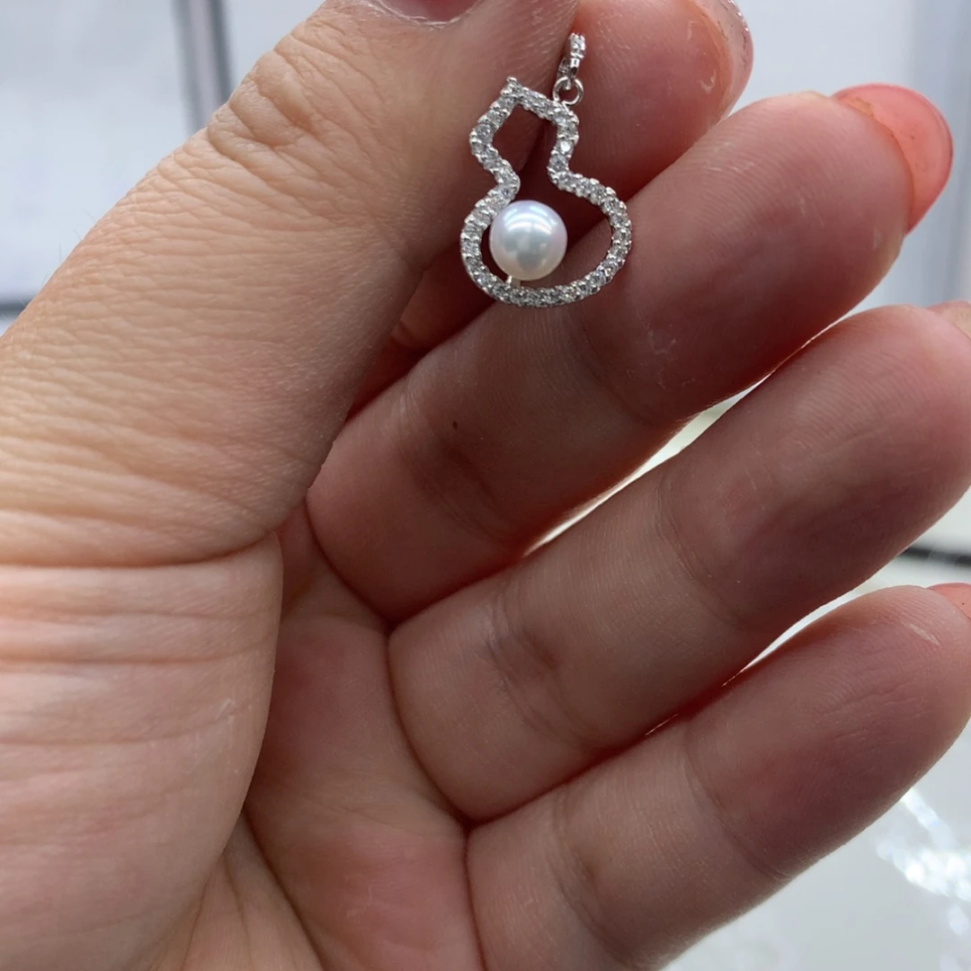 淡水珍珠吊坠(不含链)银S925镶嵌