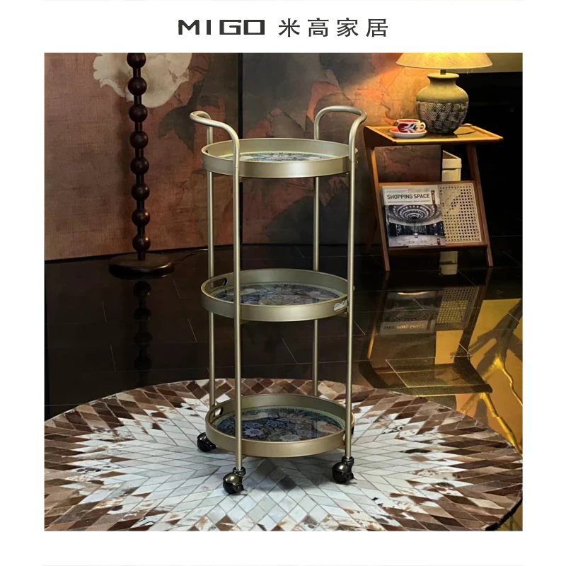 【米高家居】轻奢巴洛克家用三层可移动边几餐车现代客厅收纳小推车