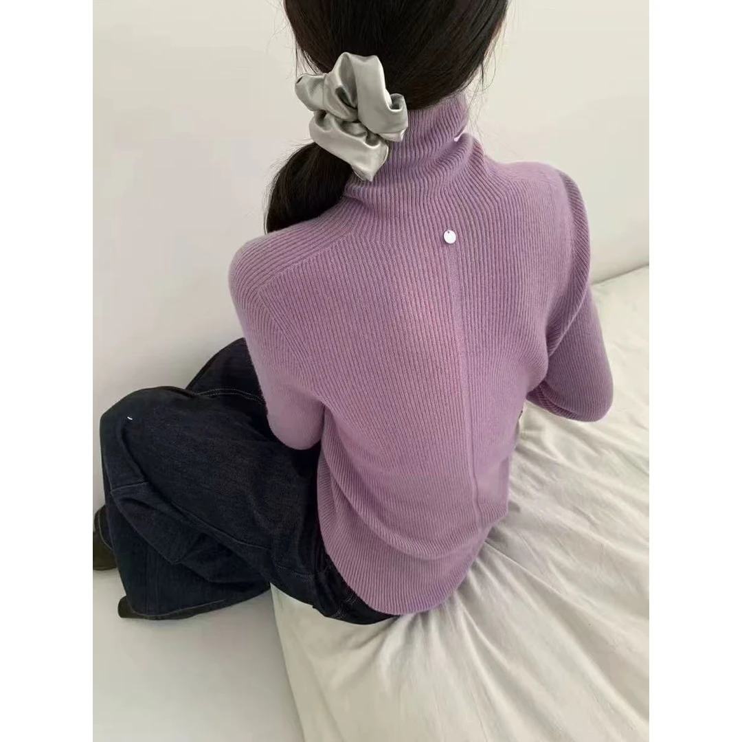 QIANRH-1531堆堆领纯色多巴胺修身全羊毛针织打底衫