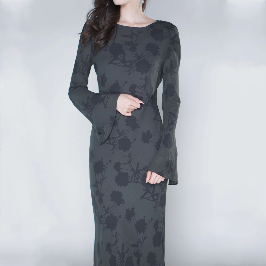 AMASS/阿玛施新款时尚气质夏季法式轻奢修身提花连衣裙长袖550034