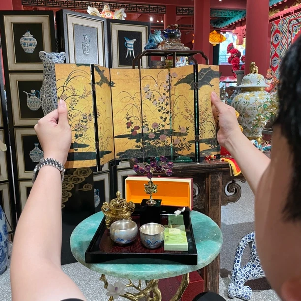 【阿坤专属】BC02游山念屏风茶桌摆件双面小屏风中国风复古台屏装饰