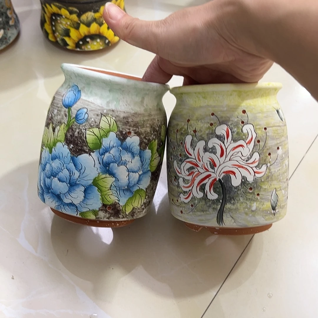 风***月景德镇炫彩手绘景德镇陶瓷花盆