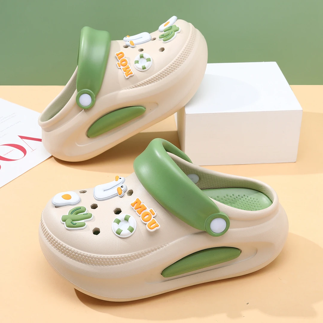 洞洞鞋女夏季外穿2025厚底网红时尚鸭鸭增高包头拖鞋防滑沙滩凉拖