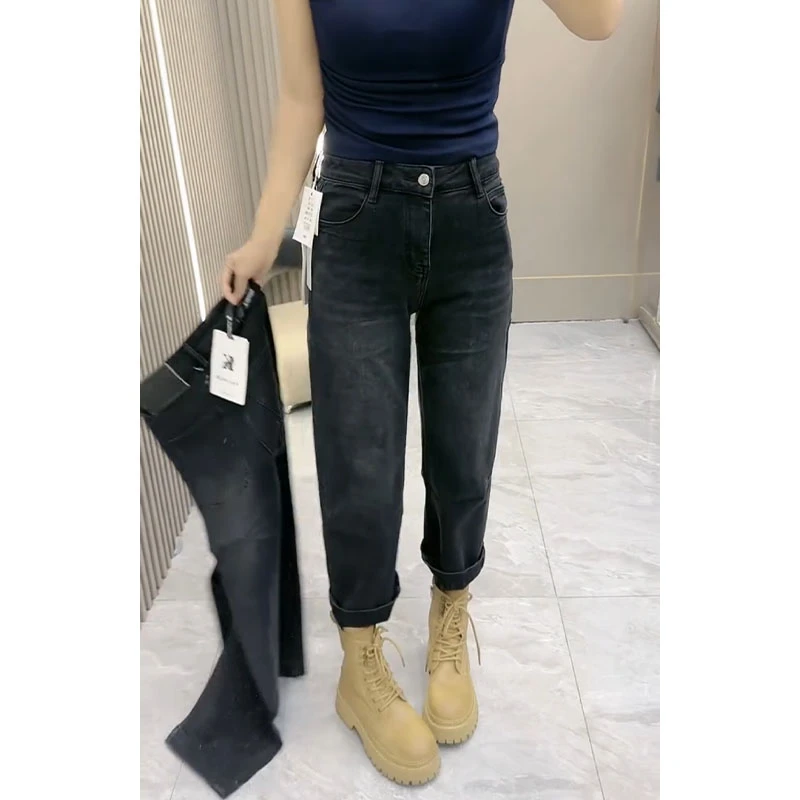 简约设计牛仔裤子女2025年秋季新款时尚百搭小个子显瘦直筒法棍裤