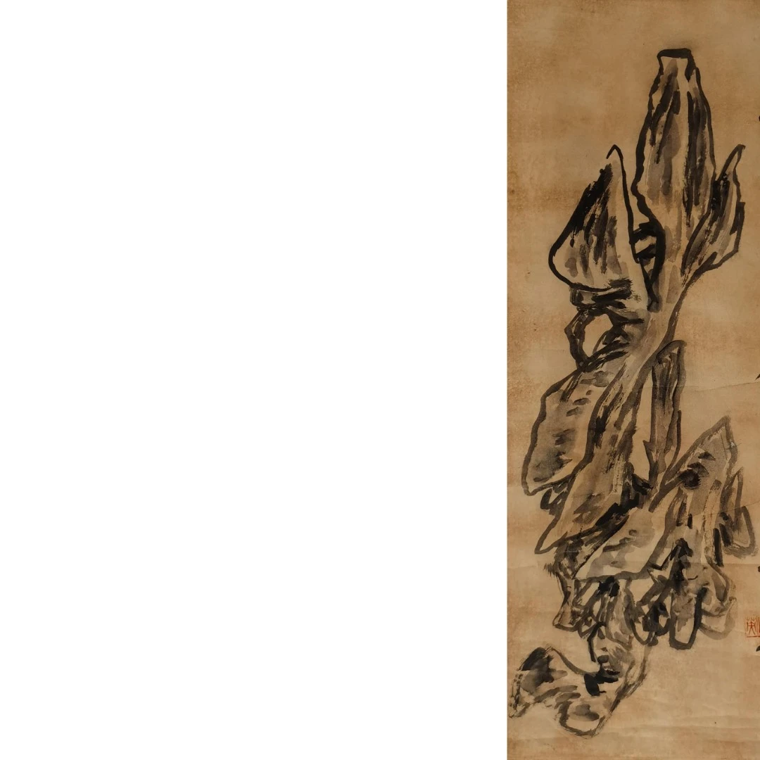 【辽拍】V240805-1-47《山石》（4平尺) 纸本立轴  ws101