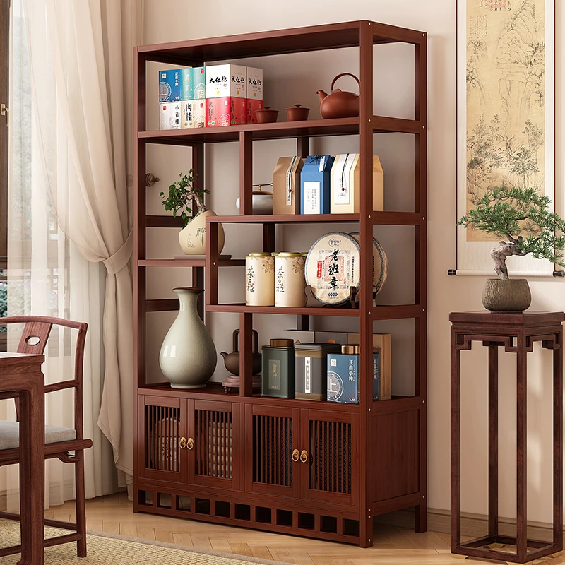 新中式博古架茶柜置物架茶室布置茶具收纳柜多宝阁摆件展示架书架