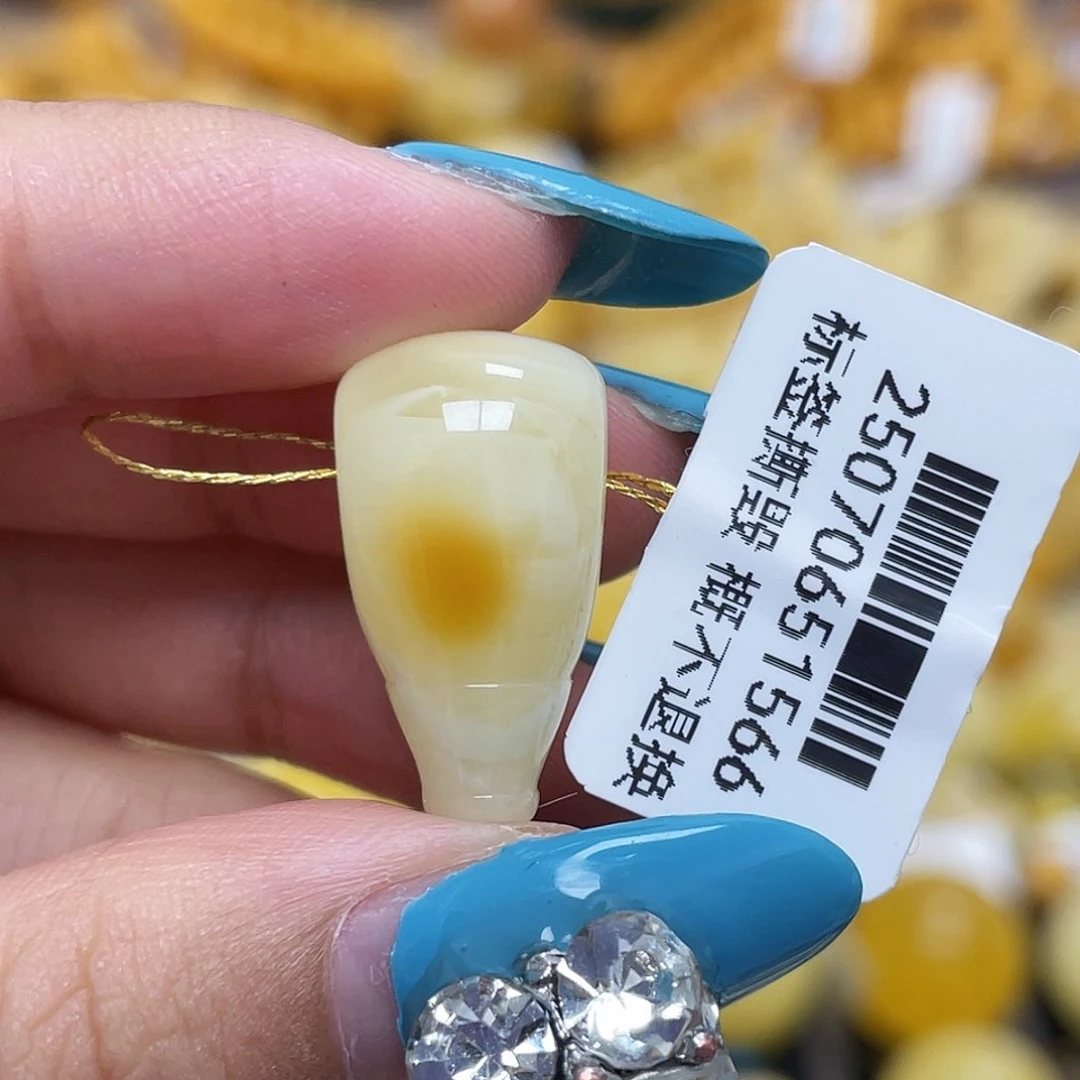 蜜蜡未镶嵌珠宝奇石11.2mm虎皮三通沁色