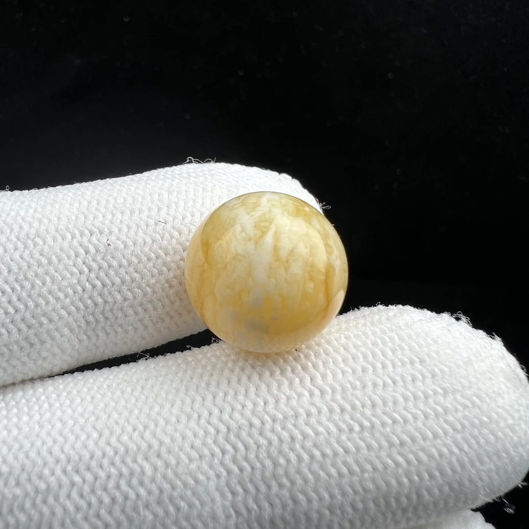 R6657天然原矿俄料蜜蜡 单珠 14mm支持复检